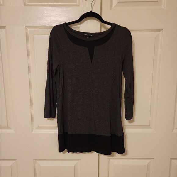 Cable & Gauge grey/black half sleeve tunic blouse - Picture 1 of 7